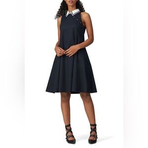 ADEAM A-line Sailor Dress in Navy Blue Nautical Preppy Quiet Luxury Coastal Chic